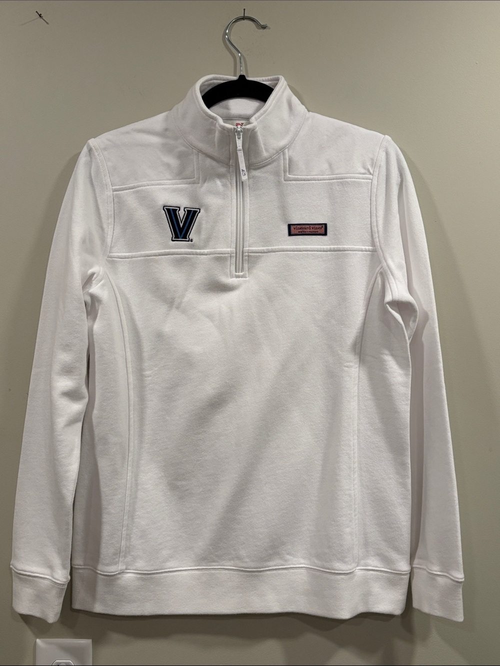 Vineyard Vines White 1/4 Zip Shep Shirt with Villanova Patch NWT